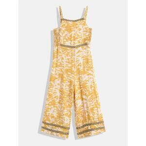 Mango Kids Tropical Printed Jumpsuit with Lace Inserts & Smocked